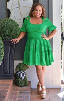 White Birch - D90050P - 32222 Steady Heart Dress - Kelly Green