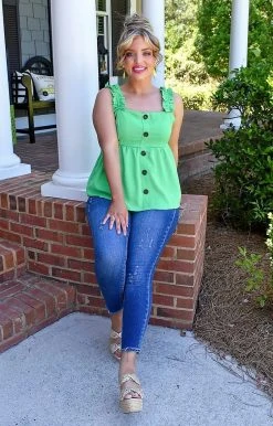 Staccato - 18528A-PP - 51722 Dreaming Of Us Top - Green TOPS