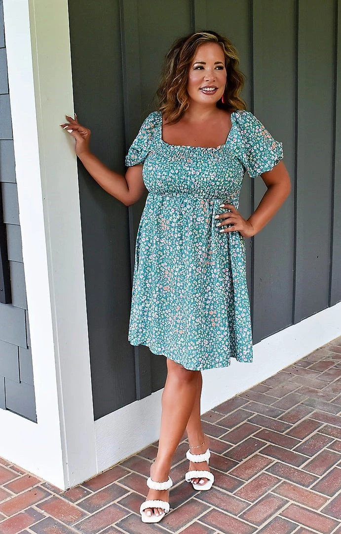 First Love - D1141 - 71122 Weekend Brunch Floral Dress - Green/Multi DRESSES