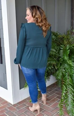 Andree - 19951 - 11722 TOPS All The Wonder Embroidered Top - Hunter Green