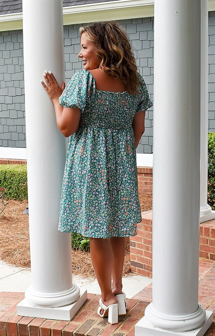 First Love - D1141 - 71122 Weekend Brunch Floral Dress - Green/Multi DRESSES