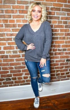 HeySon - HT1292PD - 120120 Burn It Up Oversized Sweater - Charcoal