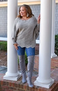 Andree - 15923-4 - 11822 Crush On You Oversized Sweater - Gray