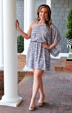 Caramela - CD8305-SHERILYN - 12622 A Simple Hello Print Dress - Slate