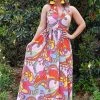 Unique Vintage - 172466-SP240WD0 - 6322 DRESSES Unexpected Getaway Print Maxi Dress - Multi