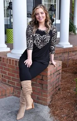 Heimish - BL-ST1503-13 - 11522 TOPS You've Got My Heart Leopard Top - Black