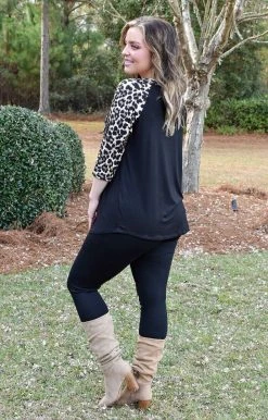 Heimish - BL-ST1503-13 - 11522 TOPS You've Got My Heart Leopard Top - Black