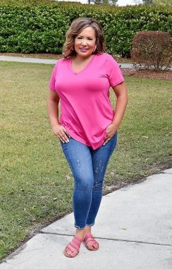 Heimish - BL-ST1644S - 32822 Back For You Top - Fuchsia TOPS