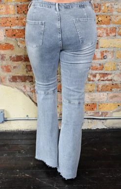 143 Story - IPM6546PD - 72721 In No Time Flare Jeans - Dusty Gray BOTTOMS