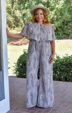 Caramela - CR5250-CHRISTINA - 92821 I Adore You Snake Print Jumpsuit - Taupe BOTTOMS