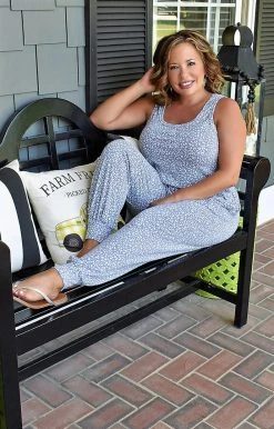 Gee Gee - WR5674 - 63022 Bit Of Drama Leopard Jumpsuit - Slate BOTTOMS