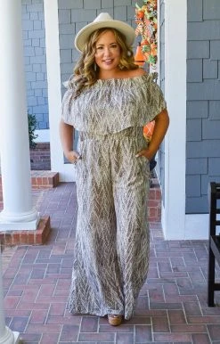 Caramela - CR5250-CHRISTINA - 92821 I Adore You Snake Print Jumpsuit - Taupe BOTTOMS