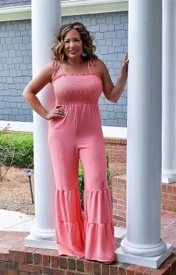 Vision - JP117PP - 61122 New Found Love Jumpsuit - Coral BOTTOMS