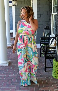 Flying Tomato - IP7385-PP - 7322 BOTTOMS Beautiful Outcomes Print Jumpsuit - Multi