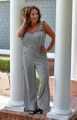 Gee Gee - WR8378 - 71422 Feel The Flow Gingham Jumpsuit - Black