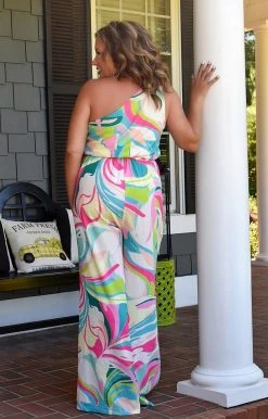 Flying Tomato - IP7385-PP - 7322 BOTTOMS Beautiful Outcomes Print Jumpsuit - Multi