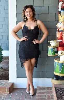 Main Strip - LD51672 - 112421 DRESSES Classy Affair Lace Dress - Black