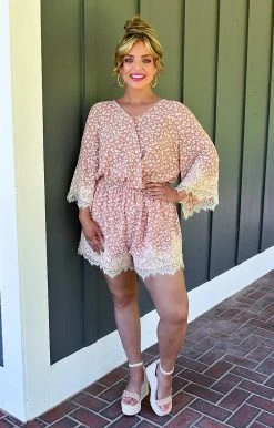 Davi & Dani - DR10545PER - 51622 Heard About This Floral Romper - Coral