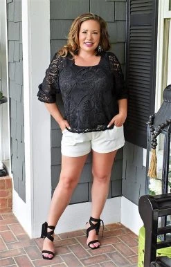 Andree - T10190 - 41922 A Good Start Lace Top - Black TOPS