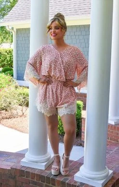 Davi & Dani - DR10545PER - 51622 Heard About This Floral Romper - Coral