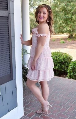 Andree - 94525-PP - 2522 Bring It Back Lace Dress - Blush DRESSES