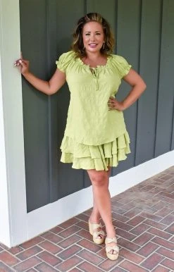 Davi & Dani - JT17065 - 52722 TOPS Summer Skies Top - Lime