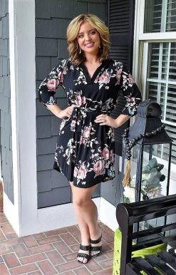Heimish - ED6111-15 - 71922 Feeling Refreshed Floral Dress - Black