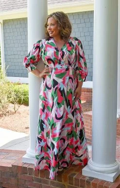 First Love - ID129 - 6822 Back In The Mix Print Maxi Dress - Multi