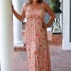 Vision - D1117PP - 61122 Slipping Away Print Maxi Dress - Coral DRESSES