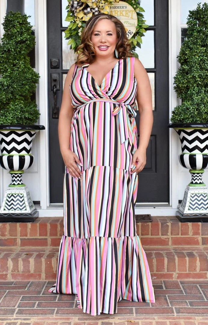 Main Strip - LD51513 - 2722 Go All Out Striped Maxi Dress - Multi DRESSES
