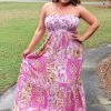 Main Strip - LD51834 - 31422 Letting Loose Print Maxi Dress - Fuchsia DRESSES