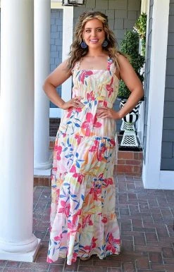 Flying Tomato - ID18662-PP - 32422 Expecting Perfection Floral Maxi Dress - Ivory/Multi