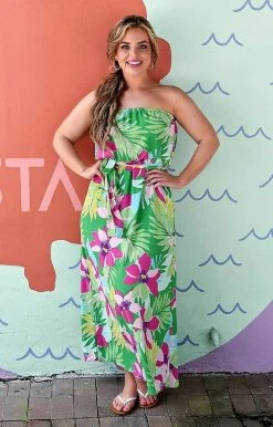 Spin USA - D3646 - 52422 DRESSES Keep Up With Me Floral Maxi Dress - Green