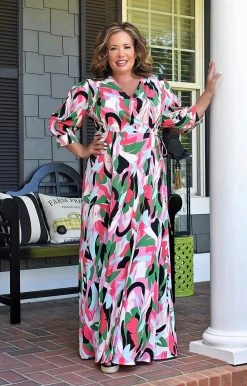 First Love - ID129 - 6822 Back In The Mix Print Maxi Dress - Multi