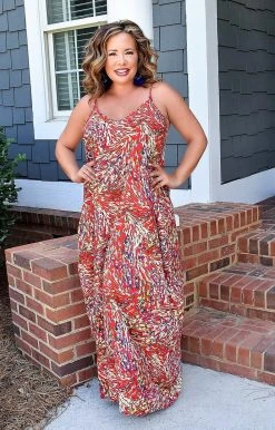 Heimish - ED6700-12 - 61322 DRESSES Back To Life Print Maxi Dress - Red