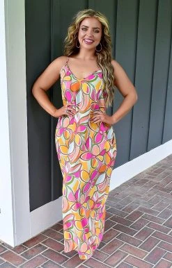 Heimish - ED6700-12 - 61622 Back To Life Floral Maxi Dress - Pink/Orange DRESSES