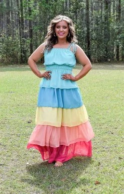 Flying Tomato - A2510-PP - 32622 DRESSES Helplessly Yours Colorblock Maxi Dress