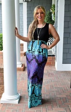 Heimish - SD1027-11 - 71622 DRESSES If I Were Yours Print Maxi Dress - Black/Multi