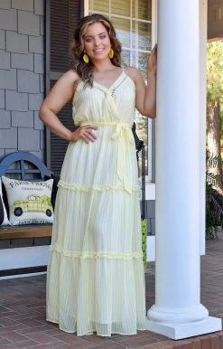 Flying Tomato - LD1028-PP - 21522 DRESSES I'm Extra Striped Maxi Dress - Yellow