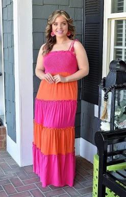 Main Strip - LD51629 - 3522 DRESSES Take Your Chances Colorblock Maxi Dress