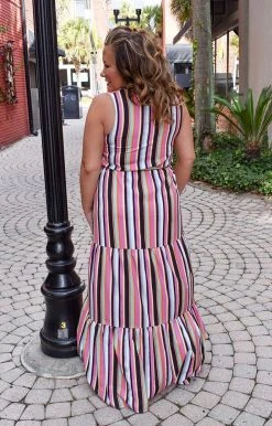 Main Strip - LD51513 - 2722 Go All Out Striped Maxi Dress - Multi DRESSES