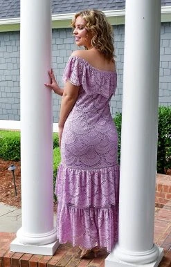 Davi & Dani - DD10565PER - 52922 Easy To Impress Lace Maxi Dress - Lavender DRESSES