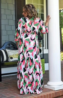 First Love - ID129 - 6822 Back In The Mix Print Maxi Dress - Multi