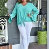 143 Story - TY3669 - 61022 TOPS Don't Get Tied Up Top - Dark Mint