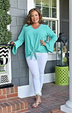 143 Story - TY3669 - 61022 TOPS Don't Get Tied Up Top - Dark Mint