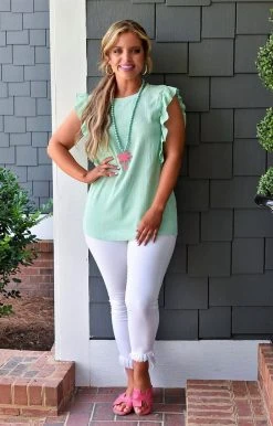 First Love - T11530 - 6622 Flatter Me Top - Mint TOPS