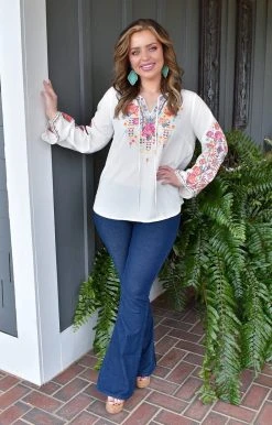 Andree - 18912 - 11622 TOPS Make It Work Embroidered Top - Ivory