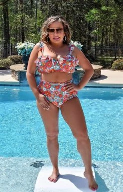 Unique Vintage - CZ186 - 33022 Back On Vacation Floral Bikini Bottom - Turquoise