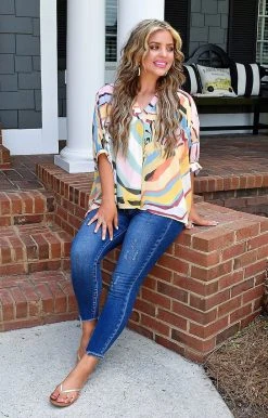 Entro - T18344 - 61722 TOPS Imagine The Possibilities Oversized Print Top - Multi