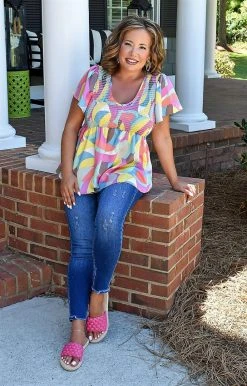 Hailey & Co - ST6631 - 7222 Ease Into It Print Top - Multi TOPS